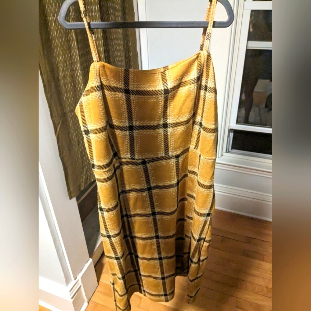 Ultra Flirt Small Mustard Yellow Plaid Dress